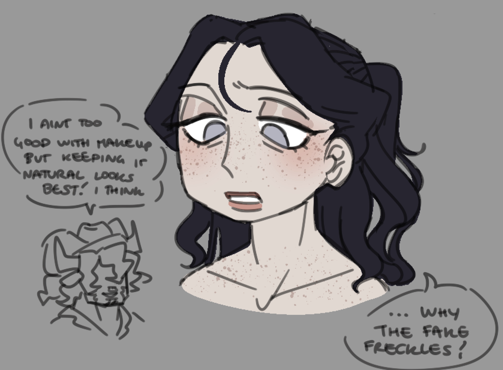 Belle does Seers makeup and hair: Suppose he might just like freckles